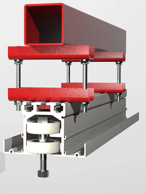 detalle del riel #33 para muro móvil multidireccional