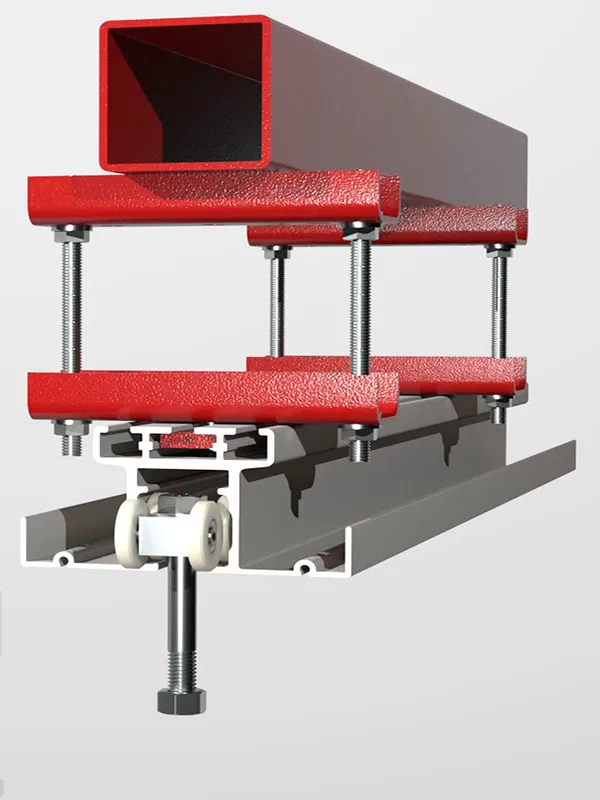 detalle del riel #45 para muro móvil monodireccional