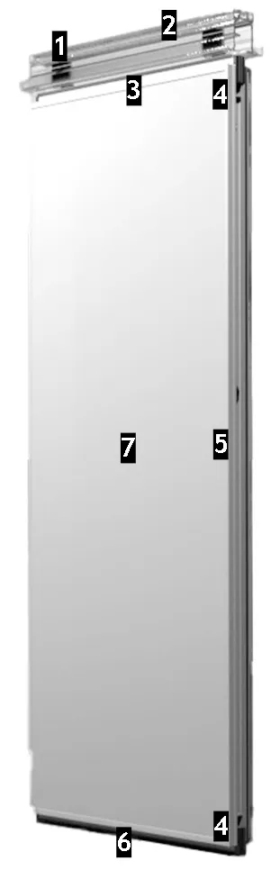 alzado módulo muro móvil con numeración