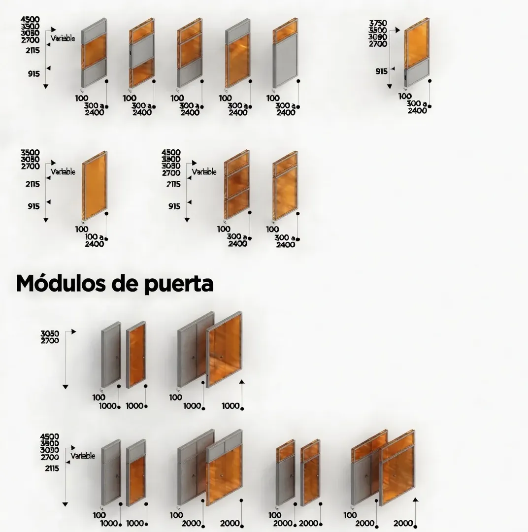 Alzados de módulos y puertas