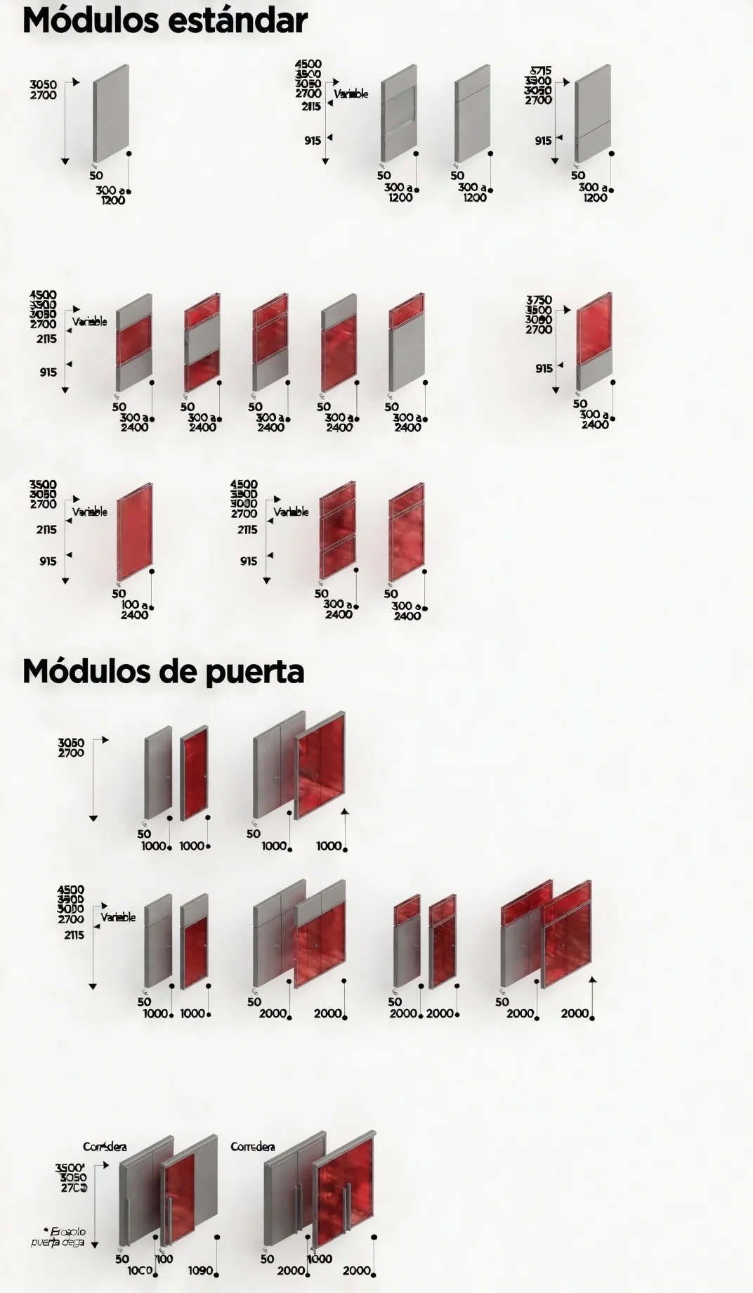 Alzados de módulos y puertas
