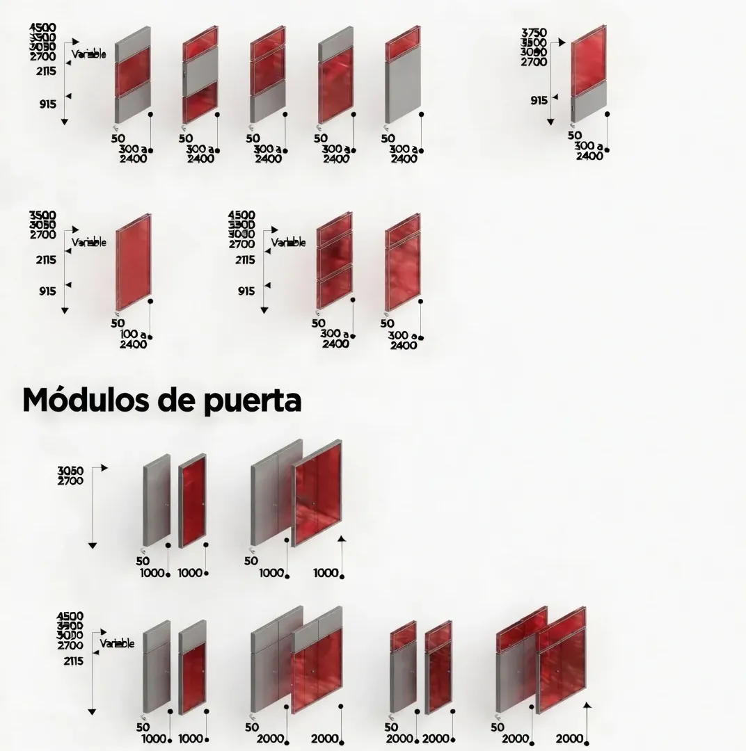 Alzados de módulos y puertas