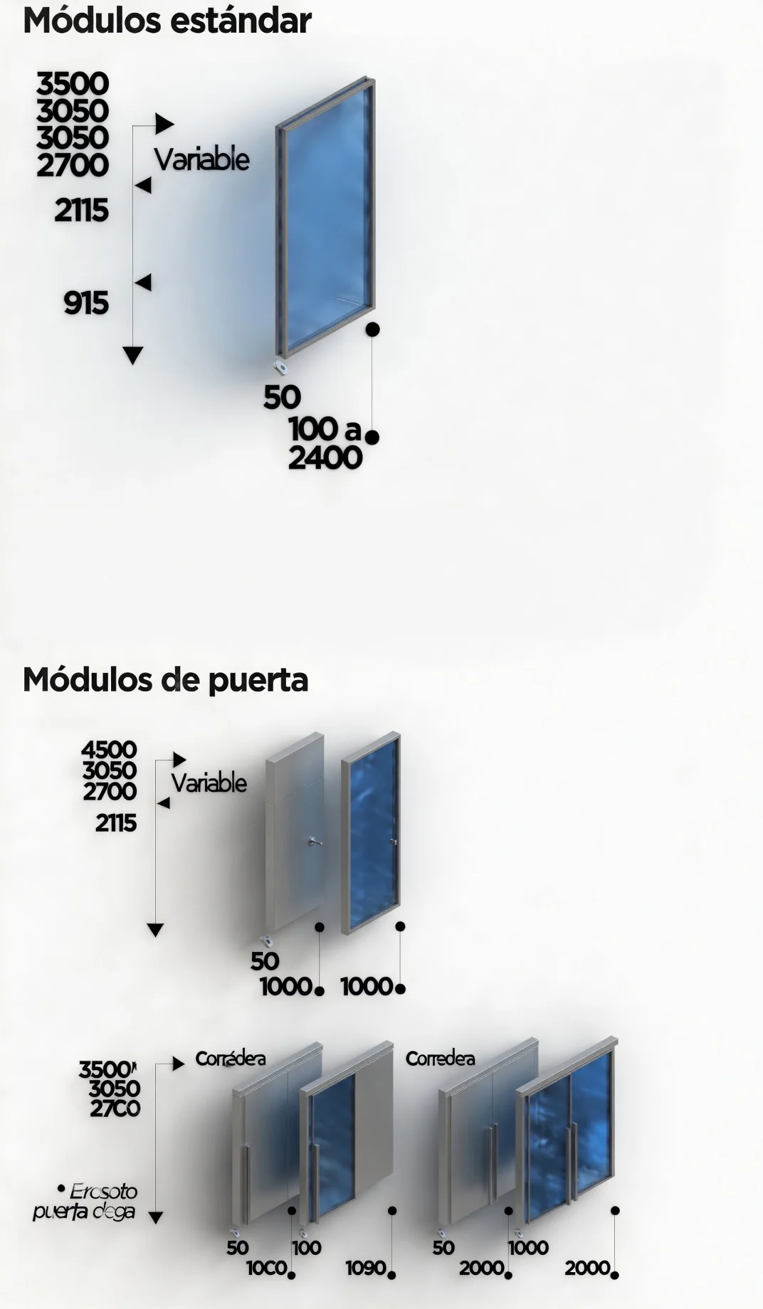 Alzados de módulos y puertas