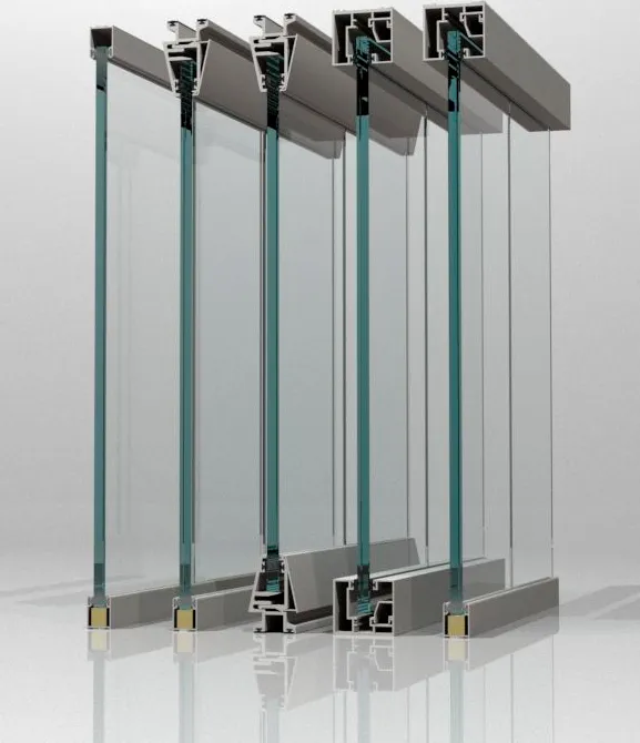 Combinación de perfiles de aluminio para cancelería de vidrio styleGLASS