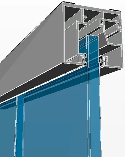 Perfil aluminio zoclo superior styleGLASS-50 para cancelería de vidrio templado