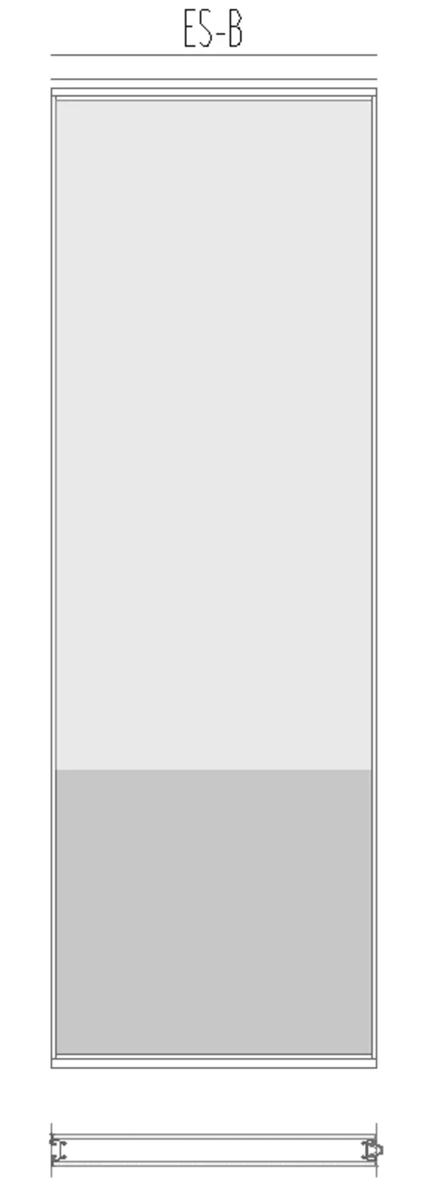 Alzado mixto de muro móvil con una división.