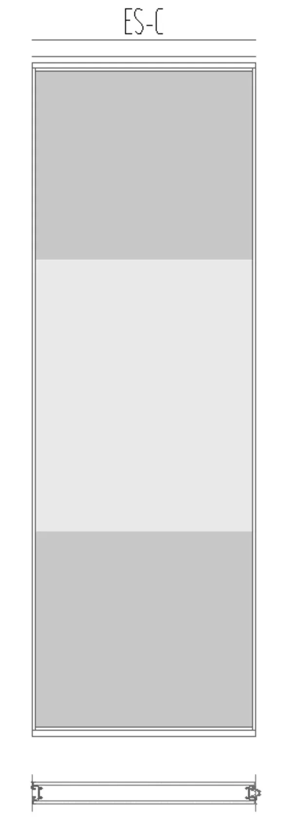Alzado mixto de muro móvil con dos divisiones.