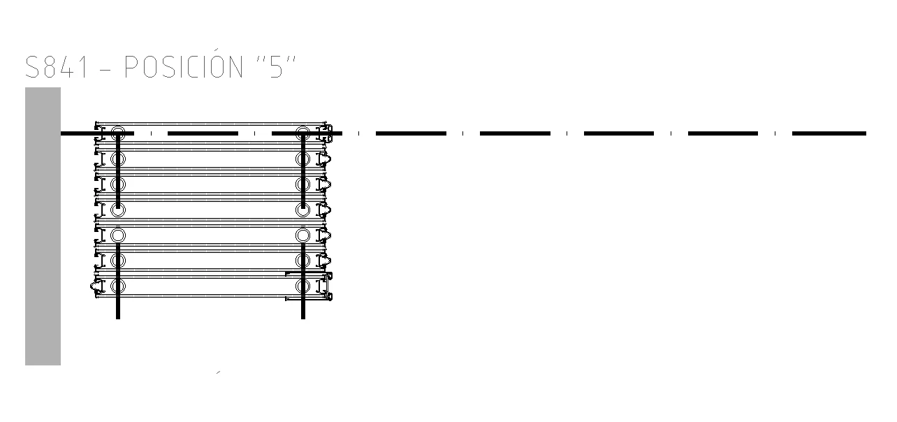 Diagrama de guardado de muro móvil, posición S841-5.