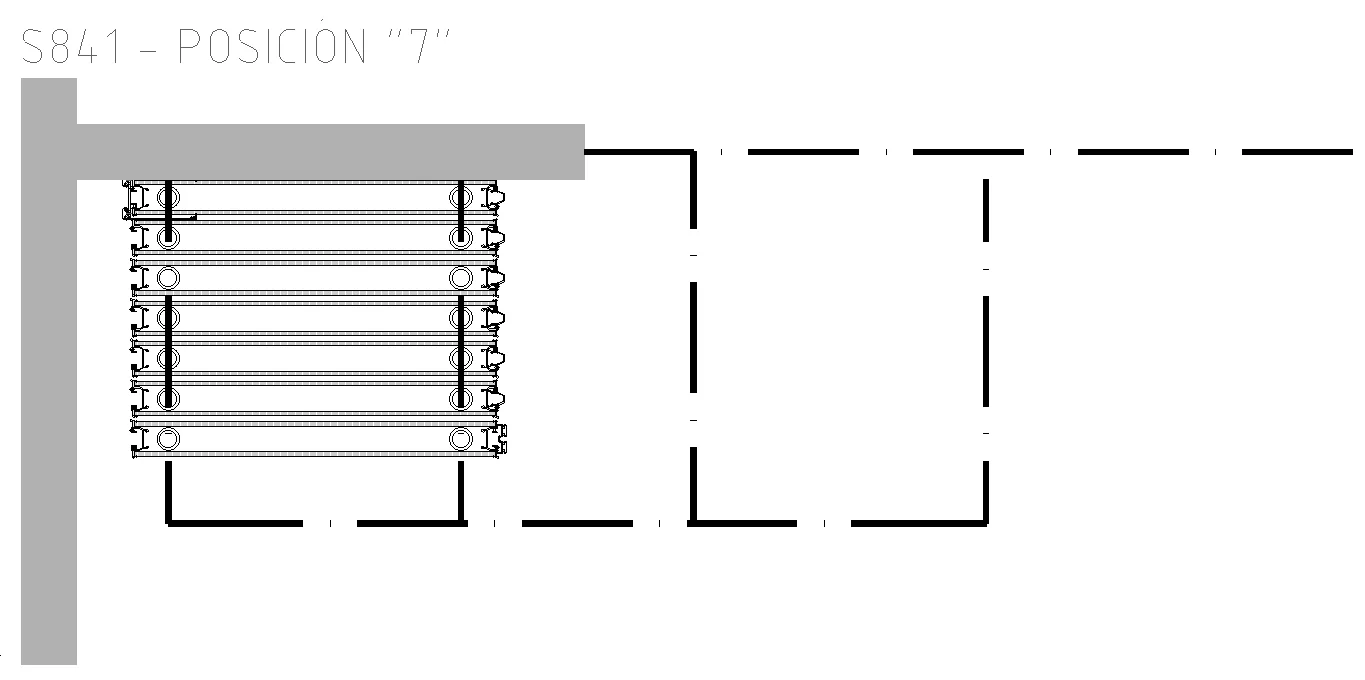 Diagrama de guardado de muro móvil, posición S841-7.