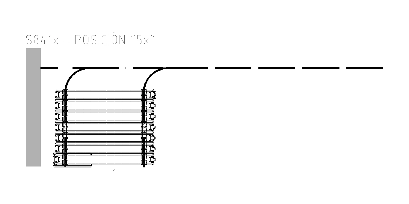 Diagrama de guardado de muro móvil, posición S841x-5x.
