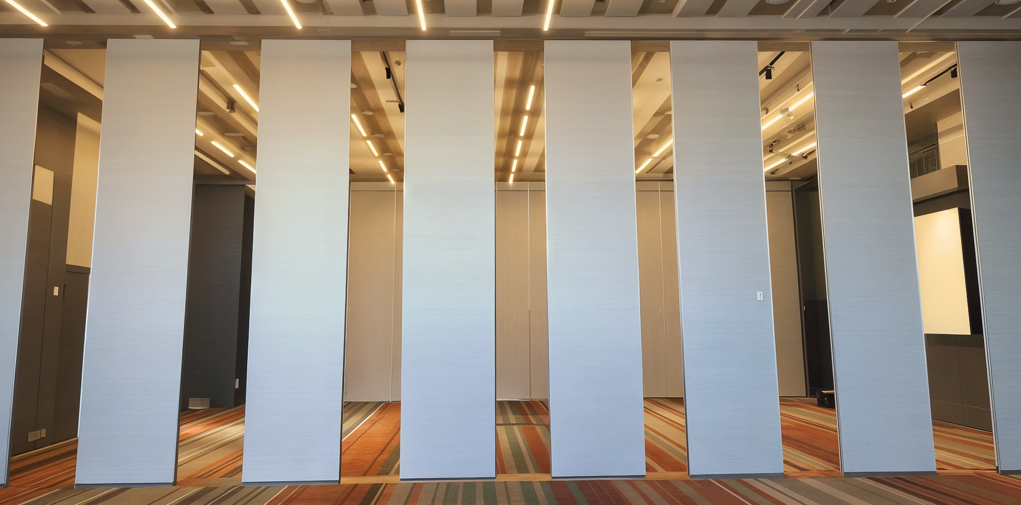 Salón de eventos del Hotel Andaz Mayakoba con muros móviles instalados.